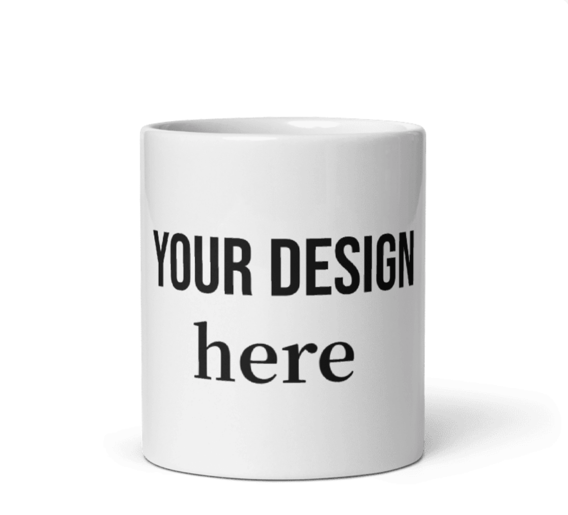 Mockup of a custom designed mug with your own text or logo